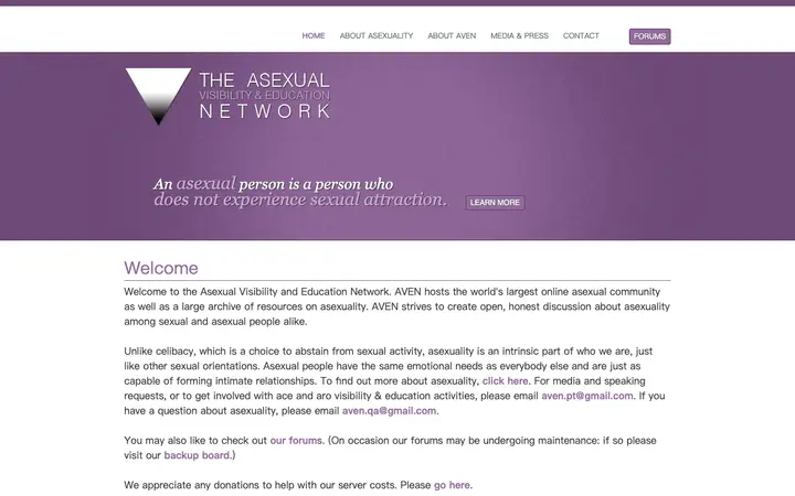 AVEN 无性恋可见度与教育网络 网站截图