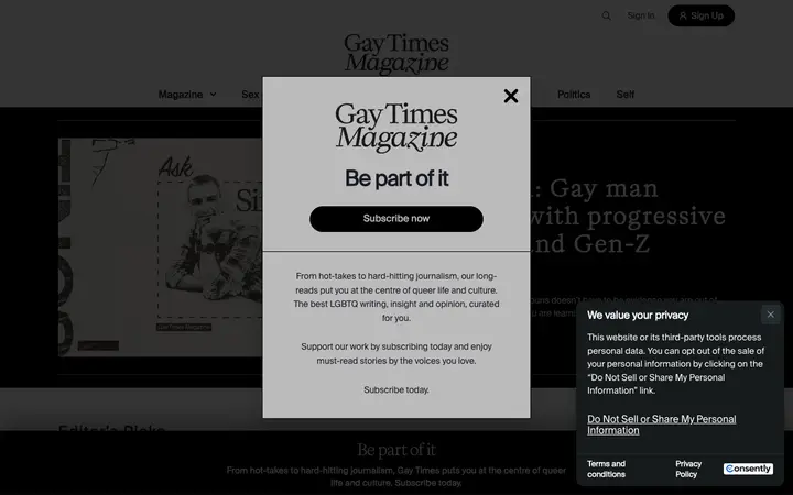 Gay Times 网站截图